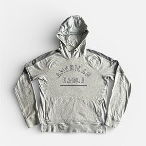 American Eagle Lightweight Graphic Hoodie Men’s Medium Gray Pullover